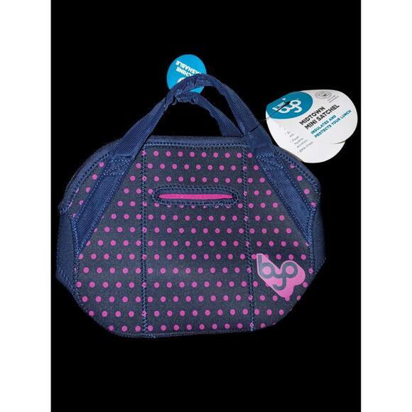 Built Other - Built Mini Satchel Lunch Bag Size Mini Purple Pink Polka Dot Insulated Portable